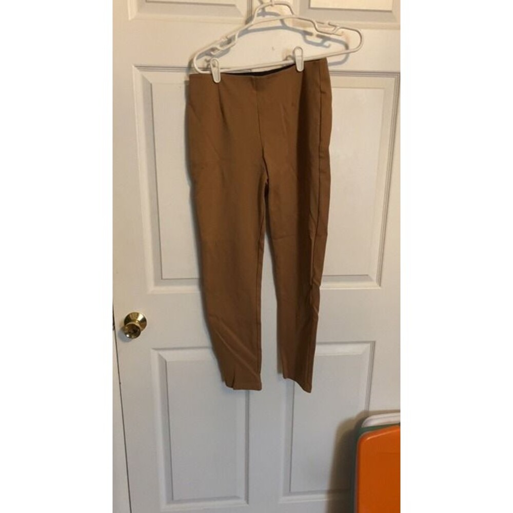 Calvin Klein Pull-On Ankle Pants Women's Size 10 Camel Tan Stretch Leggings